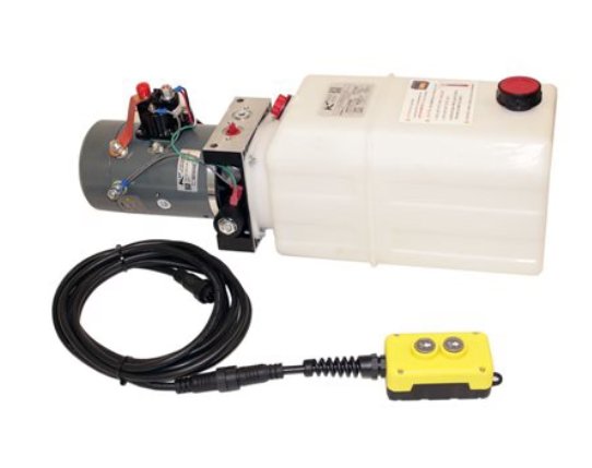 KTI DUMP TRAILER HYDRAULIC PUMP ASSEMBLY, 13.5 QUART RESERVOIR WITH REMOTE