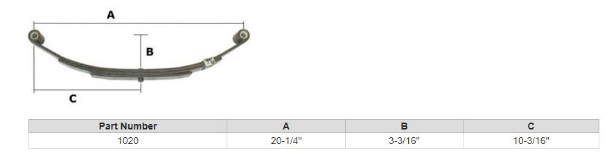 PR3 3 LEAF SPRING, DOUBLE EYE 1-3/4"W x 25-1/4"L - 9/16" 1,750lbs - 3.5K PAIR