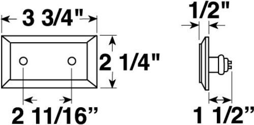 PETERSON UTILITY / INTERIOR LIGHT, CLEAR / WHITE LIGHT, RECTANGLE 3-3/4"X2-1/4"