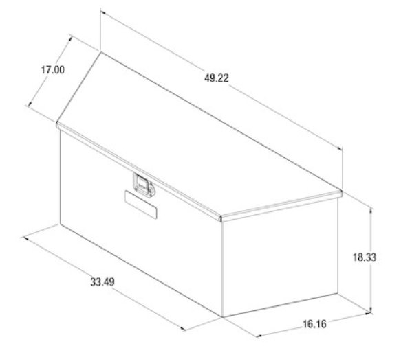 ALUMINUM ATP FRONT LATCH A-FRAME TOOL BOX ASSEMBLY - MOUNTS ON TONGUE, 17"X18.33"X49.22"