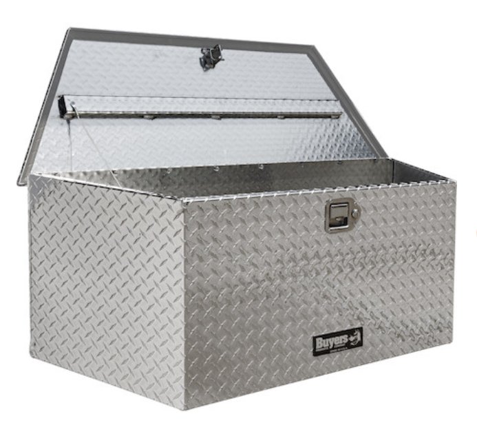 ALUMINUM ATP FRONT LATCH A-FRAME TOOL BOX ASSEMBLY - MOUNTS ON TONGUE, 17"X18.33"X49.22"
