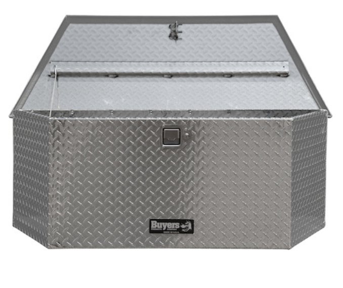 ALUMINUM ATP FRONT LATCH A-FRAME TOOL BOX ASSEMBLY - MOUNTS ON TONGUE, 17"X18.33"X49.22"