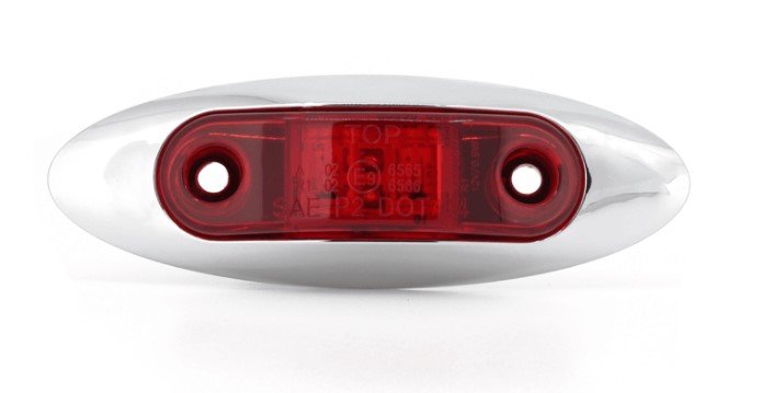 LEGEND STYLE TRAILER MARKER CLEARANCE LIGHT, CHROME BEZEL, RED LED, 2 DIODE, BULLET CONNECTOR