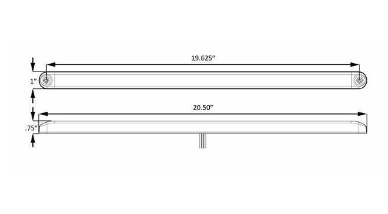 OPTRONICS LED TAIL LIGHT, STOP, TURN, REVERSE, 21 DIODE, SMOKED LENS, 20-1/2"X1" OVAL - 4 WIRE