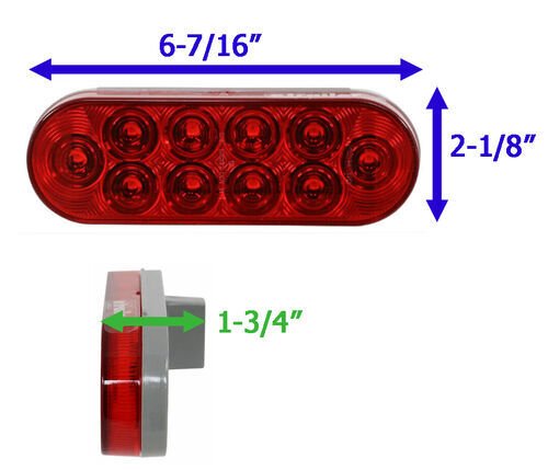 OPTRONICS LED TRAILER TAIL LIGHT, STOP, TAIL, TURN - RED LENSE, 10 DIODE