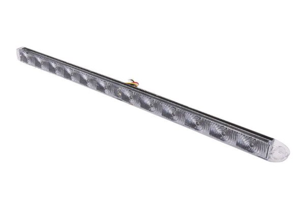 TECNIQ SLIM LED TAIL LIGHT, STOP, TURN, REVERSE, 14 DIODE, CLEAR LENS, 20-1/2"X1" OVAL - 4 WIRE