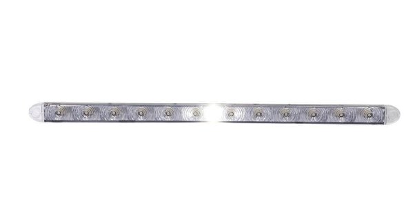 TECNIQ SLIM LED TAIL LIGHT, STOP, TURN, REVERSE, 14 DIODE, CLEAR LENS, 20-1/2"X1" OVAL - 4 WIRE