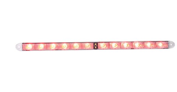 TECNIQ SLIM LED TAIL LIGHT, STOP, TURN, REVERSE, 14 DIODE, CLEAR LENS, 20-1/2"X1" OVAL - 4 WIRE