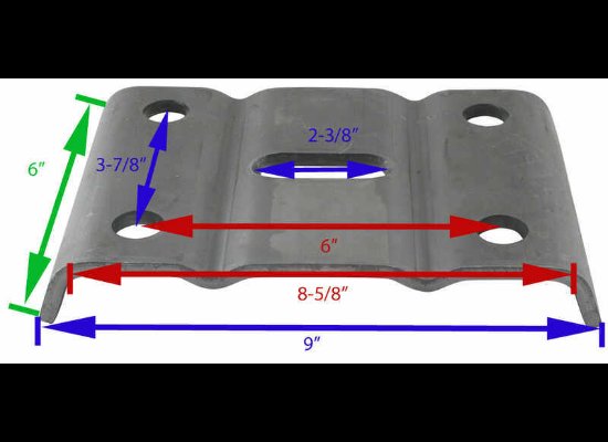 TIE PLATE FOR 5" DIAMETER U-BOLT WITH 3" WIDE SPRINGS - 12K-15K AXLE
