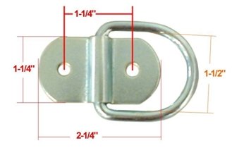 LIGHT DUTY D-RING TIE DOWN ANCHOR, 2-1/4" WIDE, SURFACE MOUNT, 330lbs WLL , 1,000lbs CAPACITY