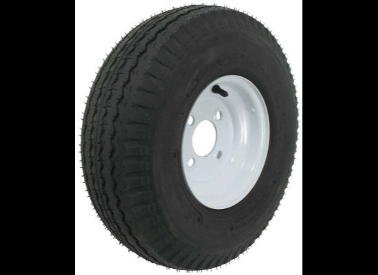 Kenda 5.70-8 Bias Trailer Tire with 8" White Wheel - 4 on 4 - Load Range D