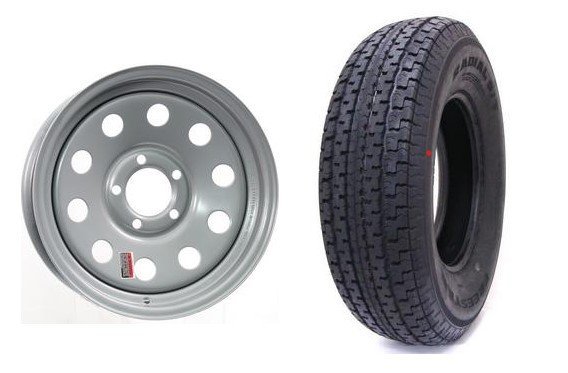175/80R13 SPARE TIRE & WHEEL - GRANDFORCE - SILVER MOD - 5 LUG, 5X4.5 - LRD