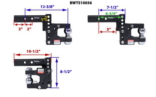 B&W TOW & STOW PINTLE HOOK W/ 2-5/16" BALL - 2" HITCH 10K - 16K