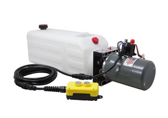 KTI DUMP TRAILER HYDRAULIC PUMP ASSEMBLY, 6 QUART RESERVOIR WITH REMOTE
