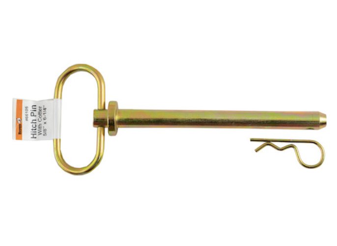 HITCH PIN 5/8" DIAMETER X 6-1/4" LENGTH, YELLOW ZINC PLATED