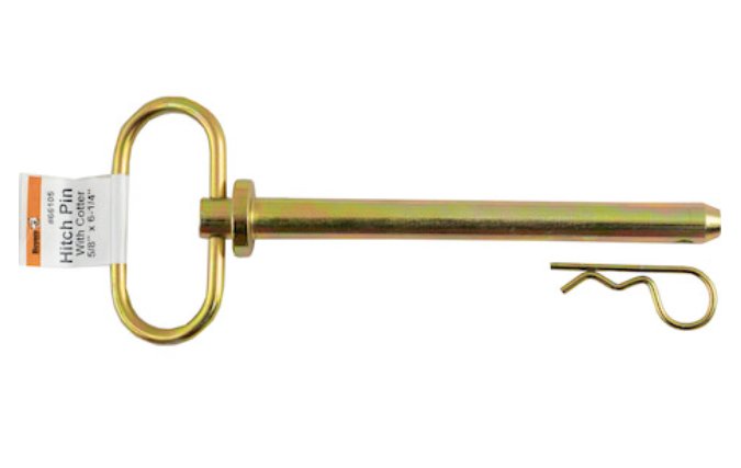 HITCH PIN 5/8" DIAMETER X 6-1/4" LENGTH, YELLOW ZINC PLATED