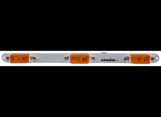 MINI ID LIGHT BAR, AMBER LENS, INCANDESCENT 3 BULB - WHITE BASE, 16-5/8"X1-7/16"