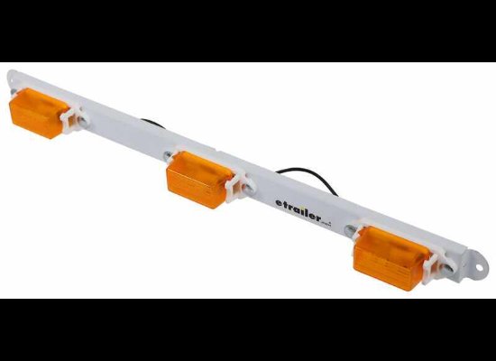 MINI ID LIGHT BAR, AMBER LENS, INCANDESCENT 3 BULB - WHITE BASE, 16-5/8"X1-7/16"