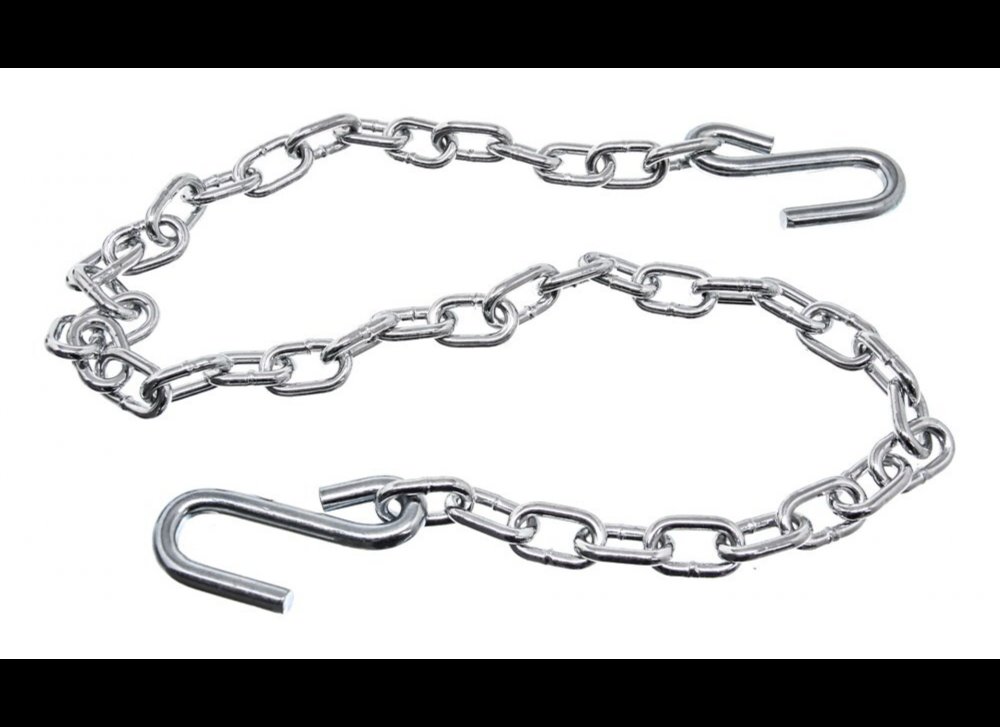 48" LONG DOUBLE SAFETY CHAIN WITH 1/4" LINKS, 7/16" S-HOOK, 5,000lbs CAPACITY - PROOF COIL CHAIN
