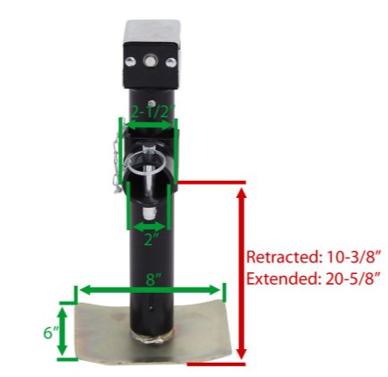 RAM PIPE MOUNT JACK, SIDE WIND, 10-1/4" LIFT 7K LIFT , 8K SUPPORT, WELD ON, BRACKET HEIGHT 10-3/8"