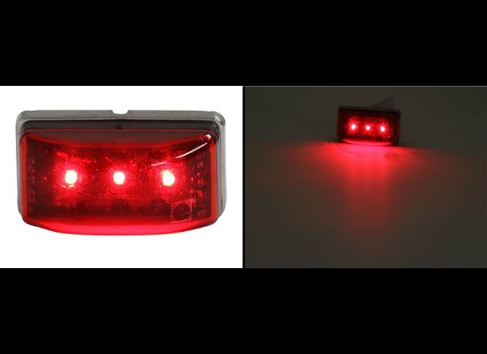 LED TRAILER CLEARANCE OR SIDE MARKER LIGHT, SUBMERSIBLE, 3 DIODE, RECTANGLE RED, 2-1/8" X 1-1/8"