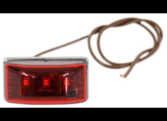 LED TRAILER CLEARANCE OR SIDE MARKER LIGHT, SUBMERSIBLE, 3 DIODE, RECTANGLE RED, 2-1/8" X 1-1/8"