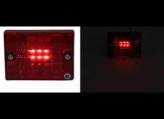 2-7/8"X2-1/8" SQUARE LED CLEARANCE OR SIDE MARKER LIGHT, RED, 6 DIODE