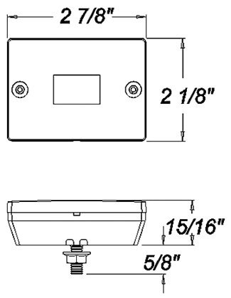 2-7/8"X2-1/8" SQUARE LED CLEARANCE OR SIDE MARKER LIGHT, RED, 6 DIODE