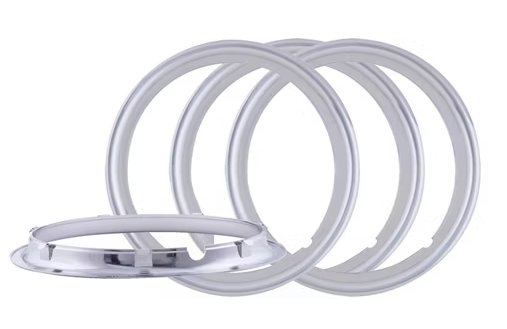 ABS PLASTIC CHROME TRIM RING FOR 15" WHEEL, SNAP ON - SET OF 4