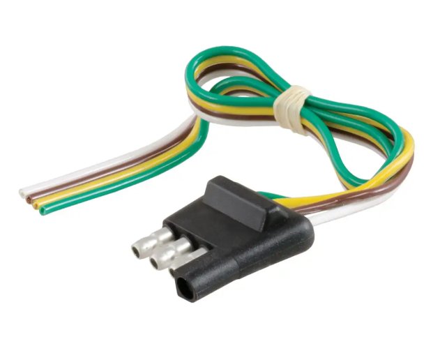 4-WAY 4-POLE FLAT WIRING CONNECTOR WITH 12" WIRES, TRAILER SIDE, WIRING HARNESS