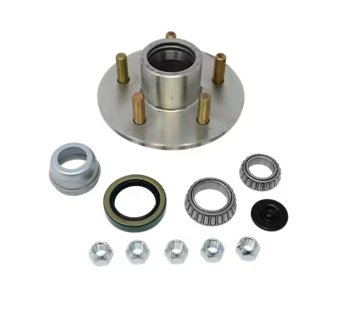 NEW TAKE OFF - IDLER HUB KIT 5X4.5 BEARINGS L68149 / L44649 1/2" STUDS, GAL-DEX MARINE FINISH