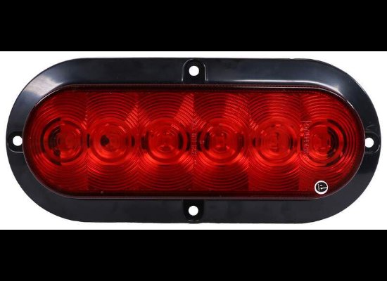 OPTRONICS LED TAIL LIGHT, STOP, TURN, 6 DIODE, RED LENS, 7-9/16"X3-5/16" OVAL