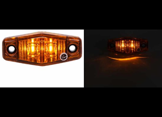 LED MINI CLEARANCE OR MARKER LIGHT, 2-1/2" X 1-1/16" RECTANGLE, AMBER LENS , 2 DIODES