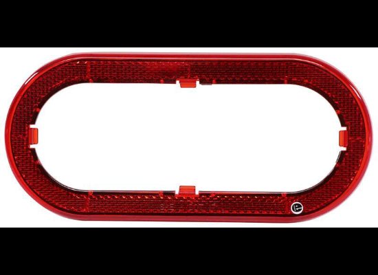 REFLEX REFLECTOR TRIM RING / FRANGE COVER, RED FOR OVAL 6" TRAILER LIGHT, SNAP ON W/GASKET