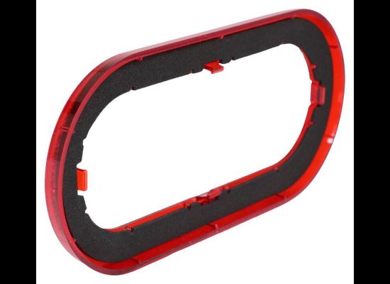 REFLEX REFLECTOR TRIM RING / FRANGE COVER, RED FOR OVAL 6" TRAILER LIGHT, SNAP ON W/GASKET