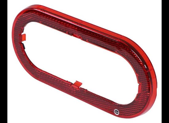 REFLEX REFLECTOR TRIM RING / FRANGE COVER, RED FOR OVAL 6" TRAILER LIGHT, SNAP ON W/GASKET