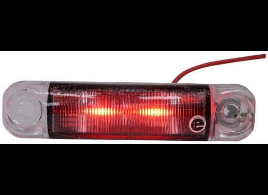 3-11/16" X 13/16" LED RECTANGLE MARKER LIGHT OR CLEARANCE , CLEAR LENS, RED, 2 DIODES