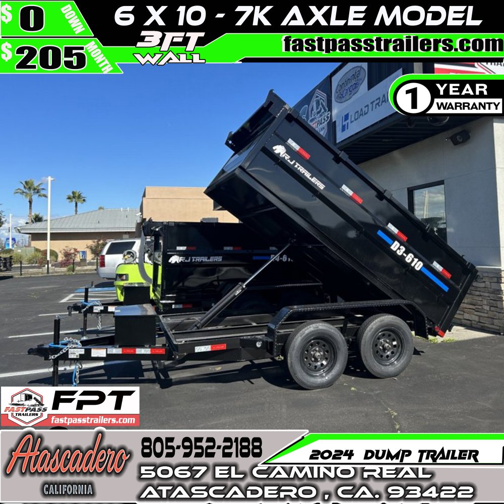 2024 R & J Trailers Inc D3-6x10 Dump