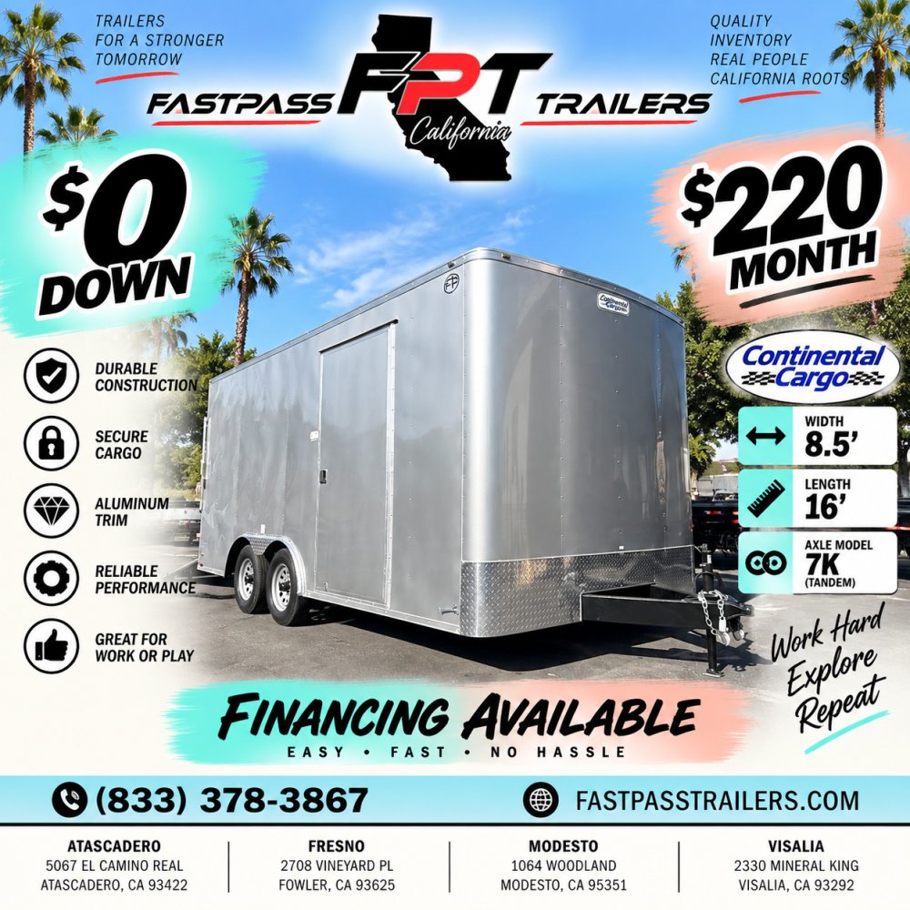 2026 Continental Cargo e-8.5x16ta2 Enclosed Cargo