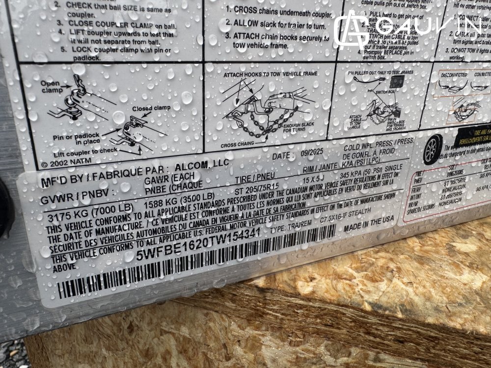 Stealth 7.5X16TA  Enclosed Cargo Aluminum $47/WEEKLY O.A.C.