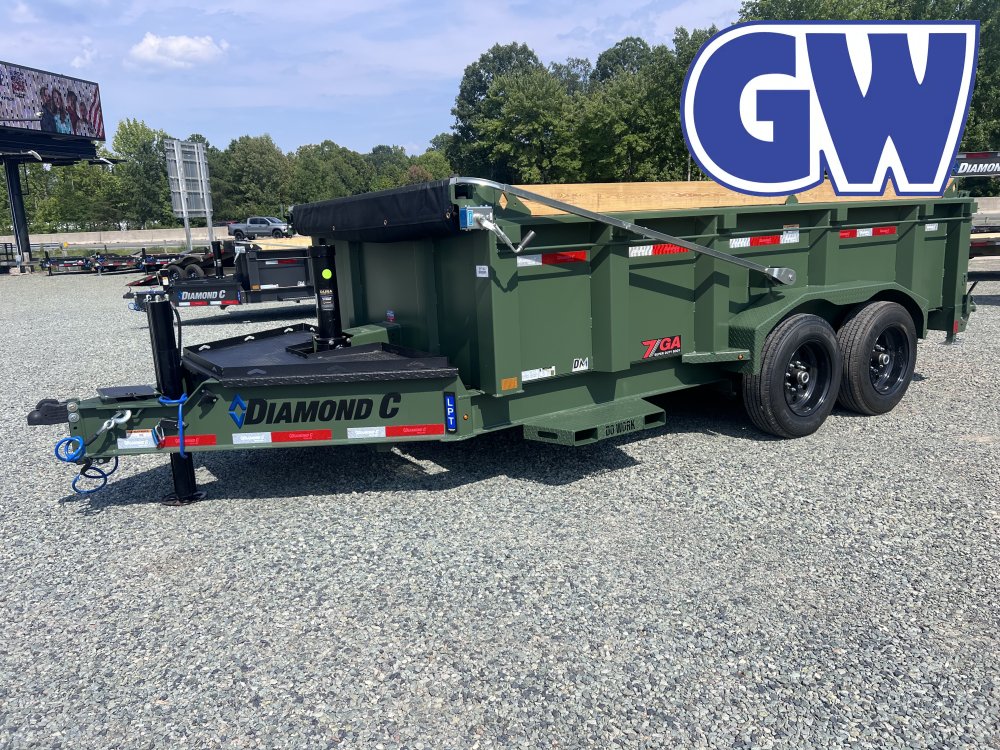 2026 Diamond C LPT Dump Trailer 82x14 15.5K GVWR Military Green