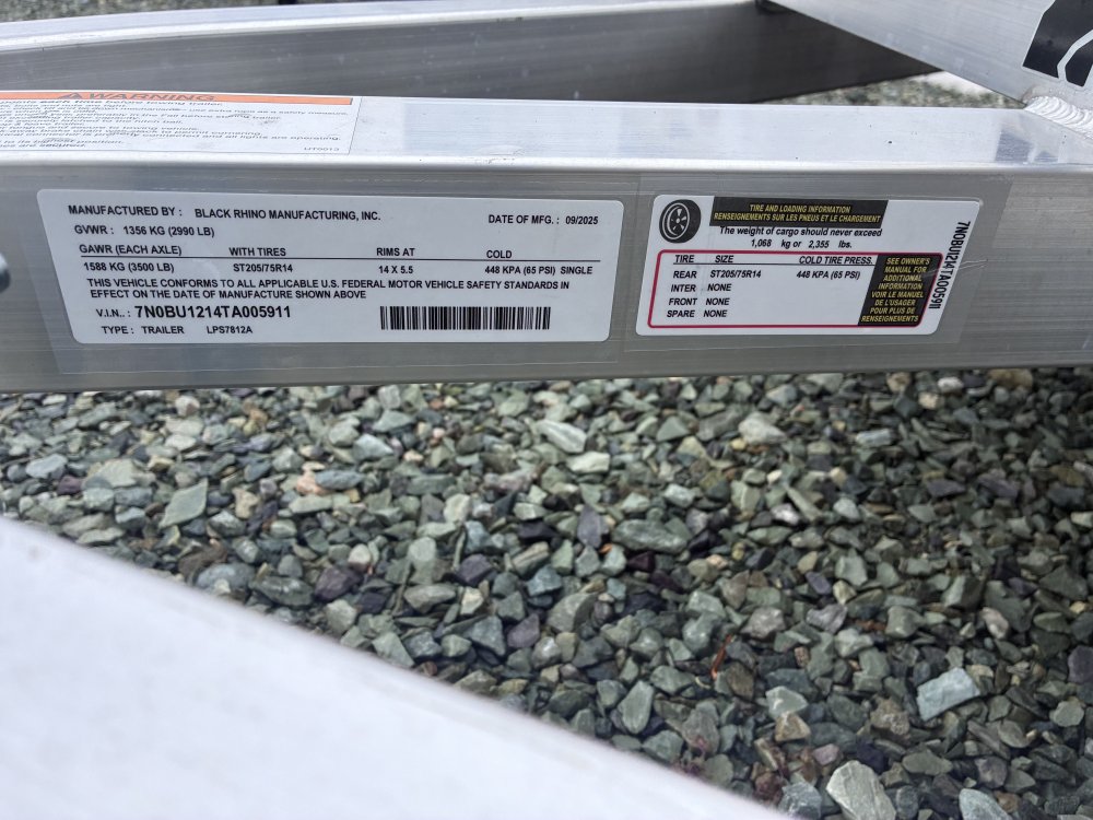 2026 Black Rhino LPS 78x12 2.9K GVWR Utility Trailer