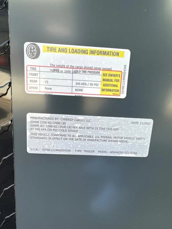 2024 Cynergy Cargo 7x12SA Cargo / Enclosed Trailer