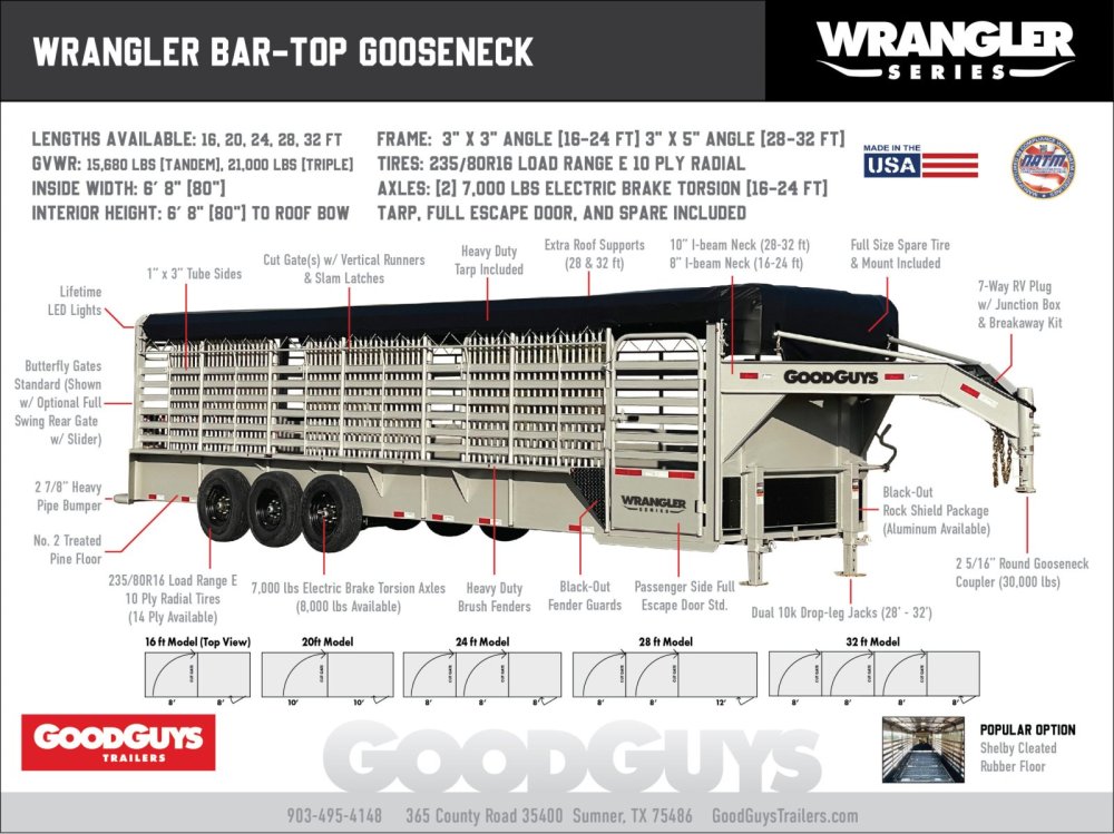 6' 8"x20' GoodGuys 20' WRANGLER BAR TOP GG3625