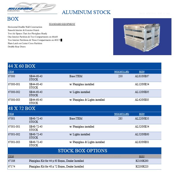 44"x60" Hillsboro STOCK BOX HBSTOCK