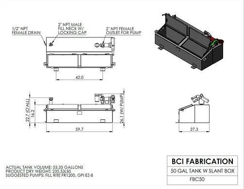 2023 BCI Trailers 50 Gallon Tank With Slanted Toolbox Truck Bed
