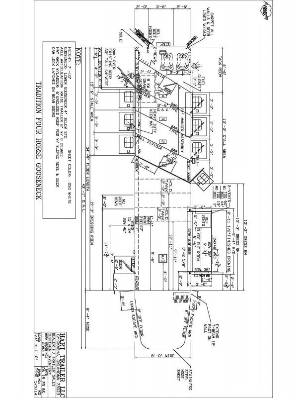 2025 Hart Trailers 4 Horse Slant Trailer w/side load & 15' Trail Boss Interior