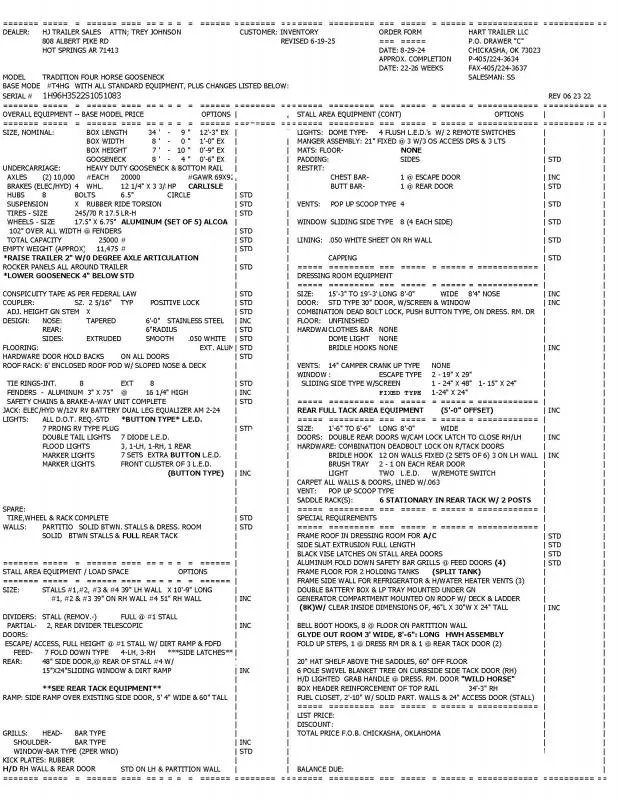 2025 Hart Trailers 4 Horse Slant Trailer w/side load & 15' Trail Boss Interior