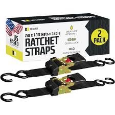 (2PK) AUTO-RETRACT STRAP W/S-HOOK,2"X10'
