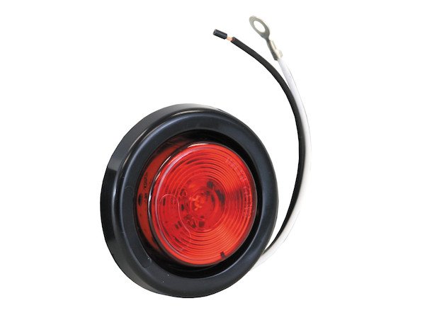 2" Red Round Marker Light Kit w/ 1 LED (PL-10 Connection, w/Grommet and Plug)